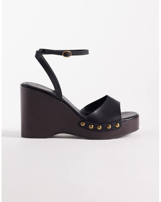 ASOS Black Thea Wood Effect Wedges