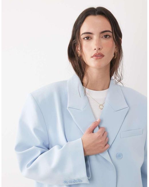 ASOS Blue Oversized Manzy Maxi Blazer