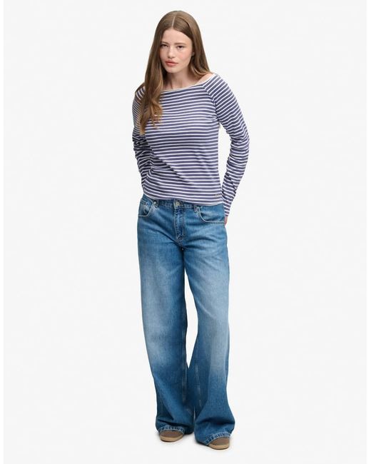 Superdry Blue Bardot Off Shoulder Top