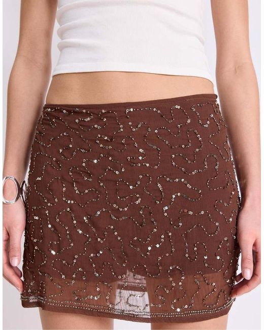 Stradivarius White Embroidered Mini Skort