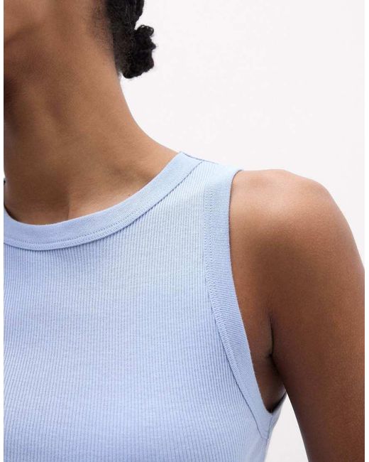 Intimissimi Blue Ribbed Superior Cotton Vest Top