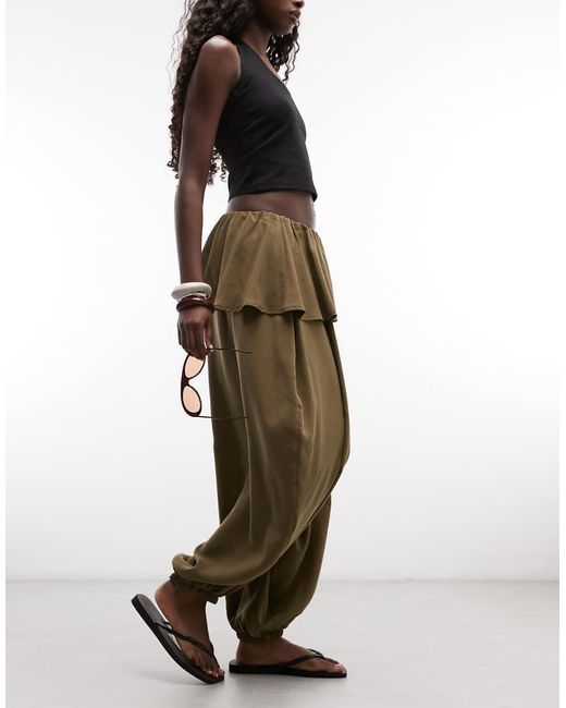 ASOS Green Balloon Pants With Skirt Overlay Detail