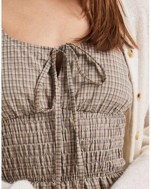 Daisy Street Natural Tiered Mini Dress With Shirring