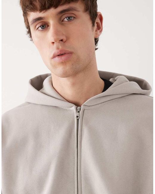 Weekday Gray Oversized Zip Through Hoodie for men