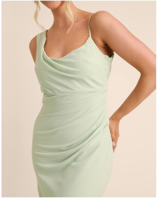 Six Stories White Bridesmaid Crepe Asymmetric Cowl Neck Maxi Dress
