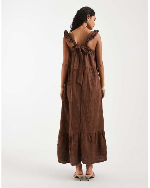 ONLY Brown Tiered Maxi Dress