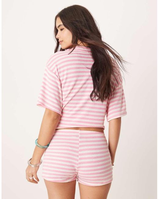 ASOS Gebreide Gestreepte Micro Short in het Pink
