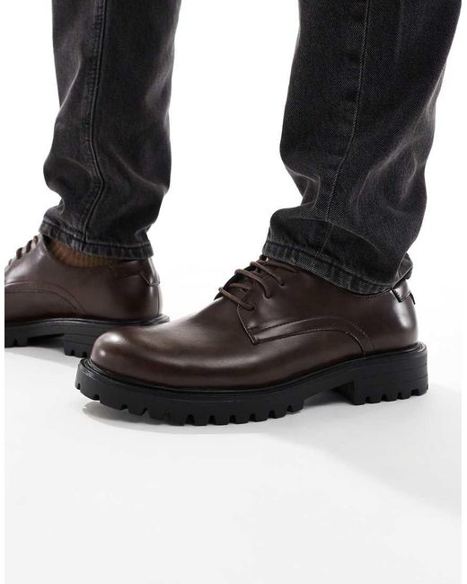SEQWL Black Calvin Chunky Lace Up Derby Shoes for men