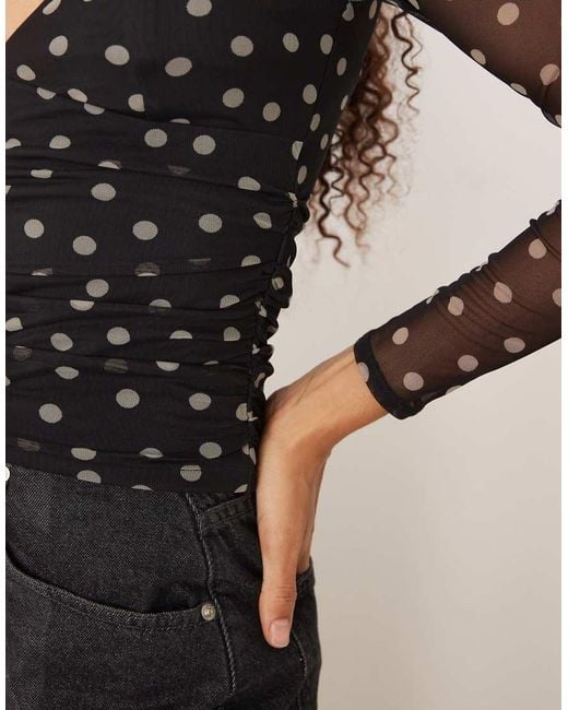 Abercrombie & Fitch Black Sweetheart Neckline Long Sleeve Top