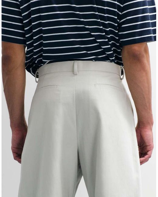 ASOS White Smart 100% Cotton Barrel Leg Trousers for men