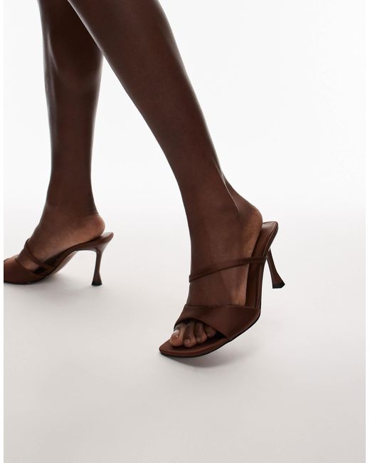 TOPSHOP Natural Fiona High Heeled Mules With Straps