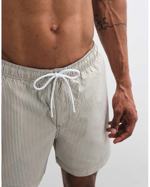 Jack & Jones White Seersucker Stripe Swim Shorts for men