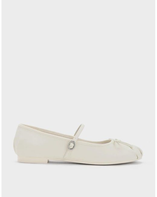 Charles & Keith White Emiko Bow Mary Jane Flats