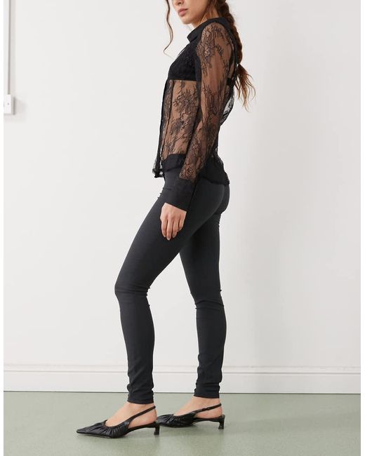 Monki Black Stretch Slim Fit Tailored Trouser