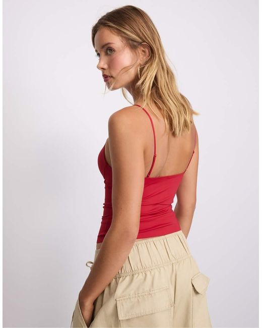Stradivarius Red Corsetry-inspi Top