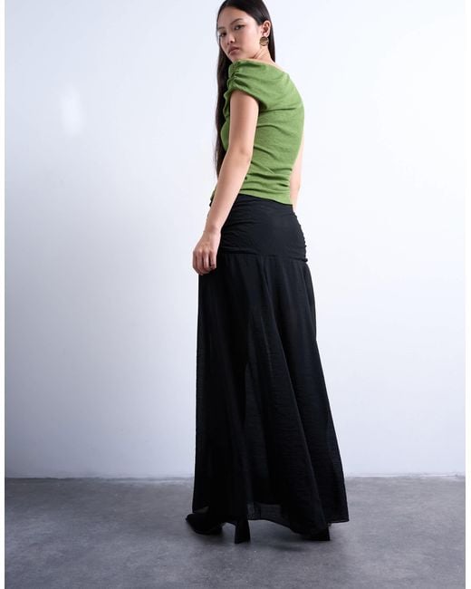 TOPSHOP White Dropped Waist Draped Fabric Maxi Skirt