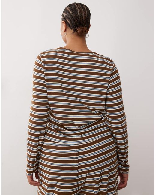Collusion Brown Plus Ribbed Cardigan
