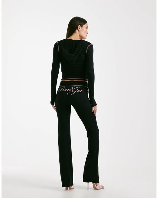 I.AM.GIA Black Blare Logo Back Print Contrast Stitch Track Pants