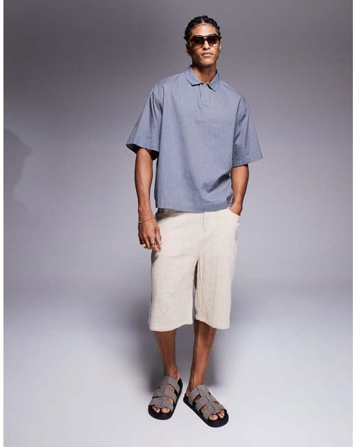 ASOS Recht Oversized Overhemd Met Linnenlook in het Gray voor heren