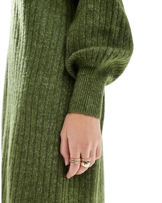 Vero Moda Green – weiches, geripptes oversize-pulloverkleid