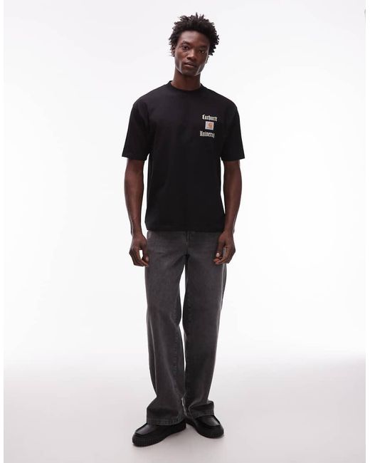 Camiseta Negra De Corte Suelto Schooling Heart De Carhartt de hombre de color Blue