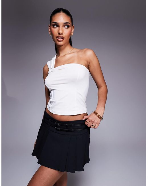 Oh Polly Blue Belted Pleated Mini Skirt