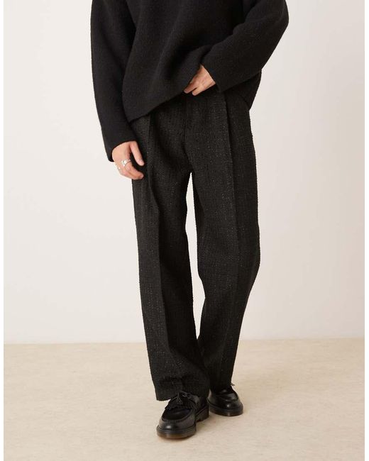 ASOS Nette Broek Van Metallic Bouclé Met Wijde Pijpen in het Black voor heren