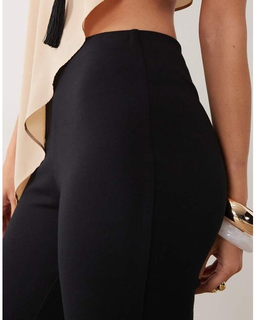 ASOS Natural Ponte Capri Trousers With Side Split Detail