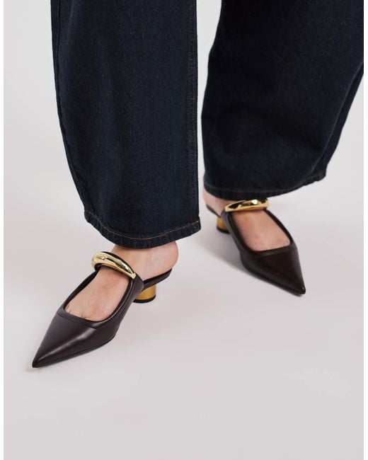 JW PEI Blue Helena Mules With Metal Detail