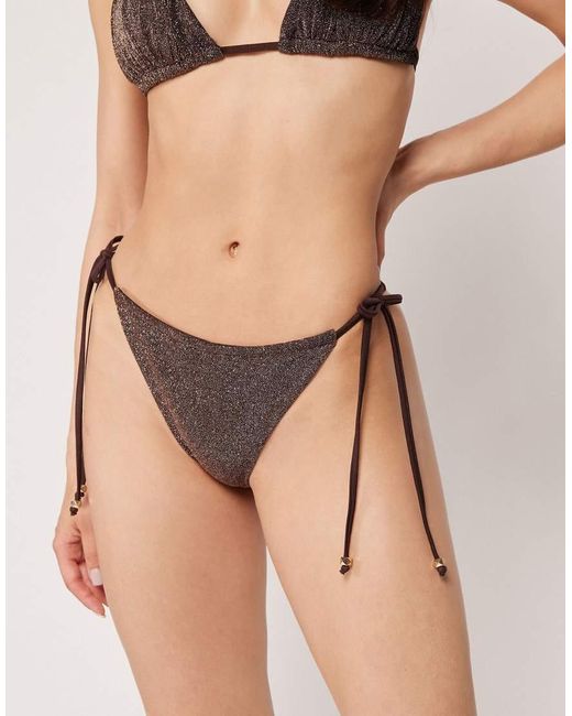 Calzedonia Natural Glitter Tie-Side Bikini Bottoms
