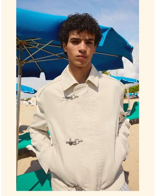 Bershka Blue Clasp Jacket for men