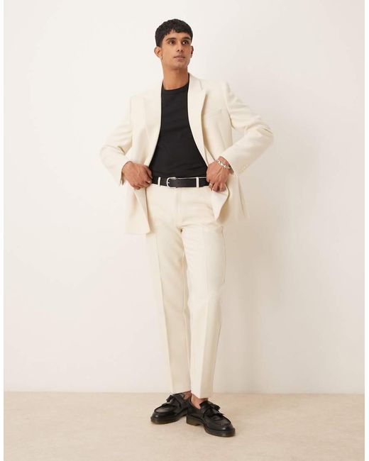 ASOS Pantalon Van Zware Stof Met Rechte Pijpen in het Natural voor heren