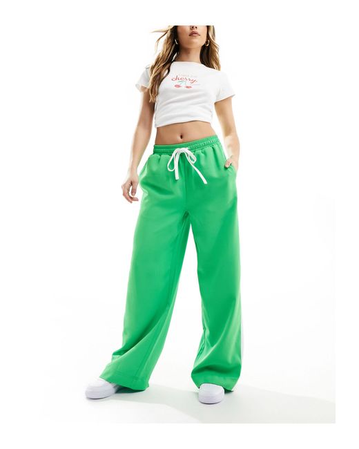 ASOS Green Pull On Trouser With Contrast Panel