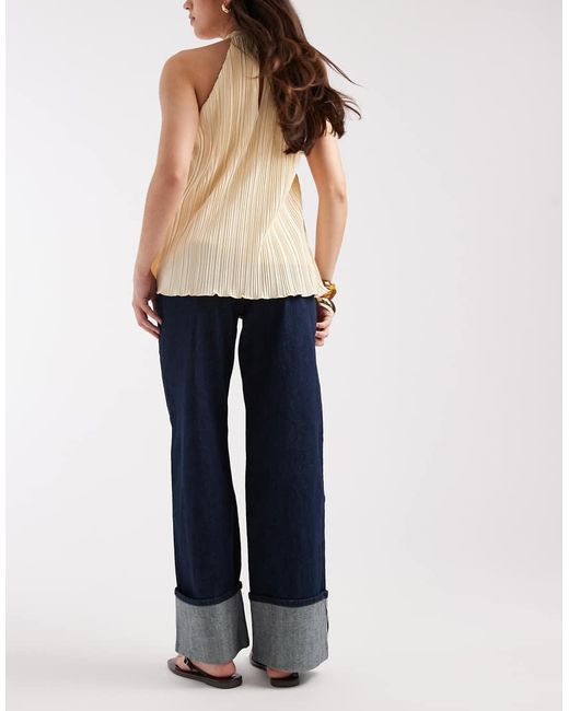 Lee Jeans Blue Stella High Rise Wide Leg Jeans With Fold Up