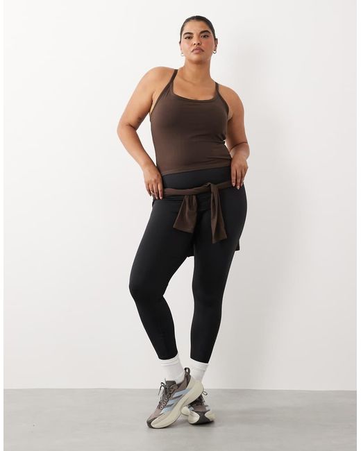 4505 Black Curve Icon Soft Touch Yoga Cami With Inner Bra And Adjustable Straps
