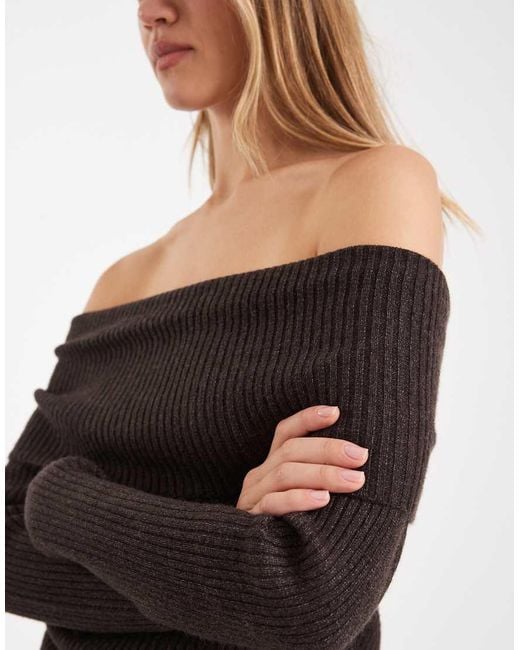 ONLY Black Off Shoulder Knitted Jumper