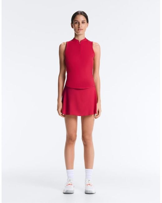 Oysho Red Sleeveless Half-zip T-shirt