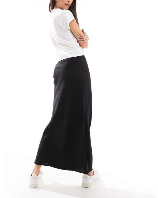 New Look Black Textured Midi Skirt