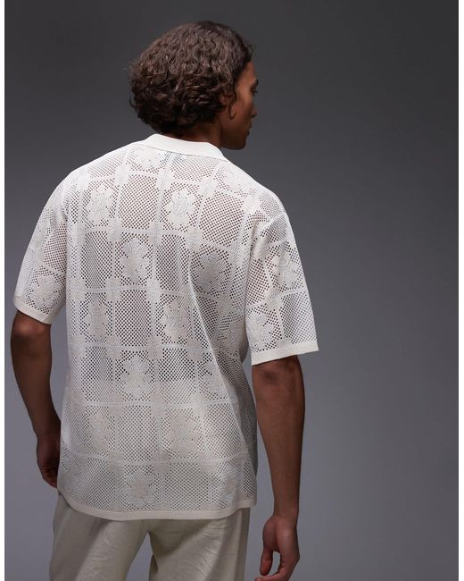 Topman Gray Revere Floral Crochet Shirt for men