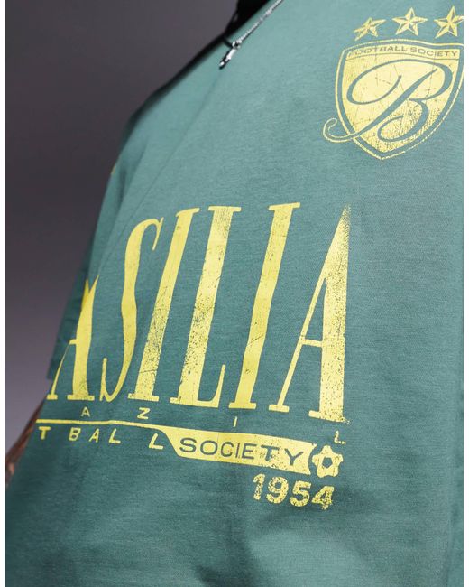 ASOS Green Oversized T-shirt With Front Text Print for men