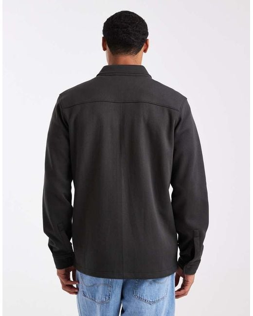 Camicia Giacca Scuro Con Tasche Sul Davanti E Bottoni di Threadbare in Black da Uomo