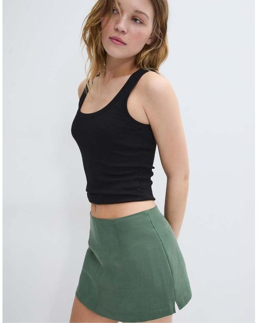 Stradivarius Green Mini Skort