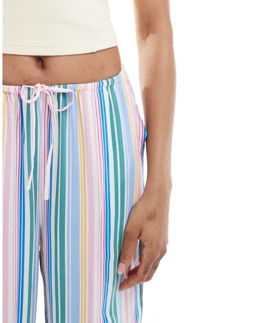 Vero Moda Blue Easy Tie Waist Wide Leg Trousers