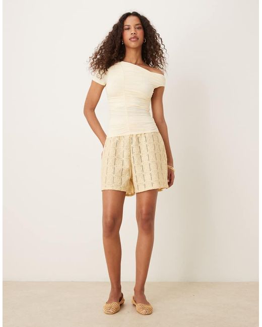 Cotton On Natural Nikki Gathered Short Sleeve Top