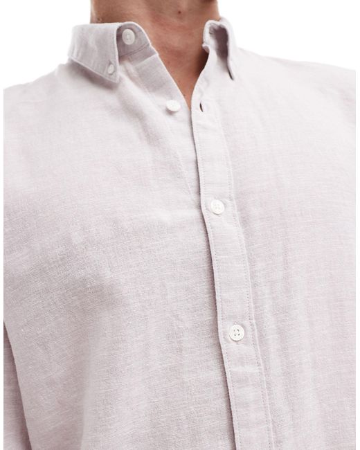 Hollister White Slub Linen Shirt for men