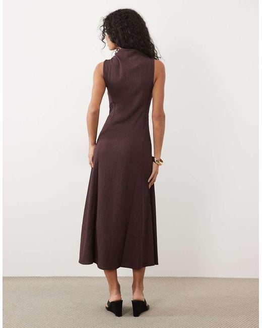 Mango Brown Sleeveless Midi Dress