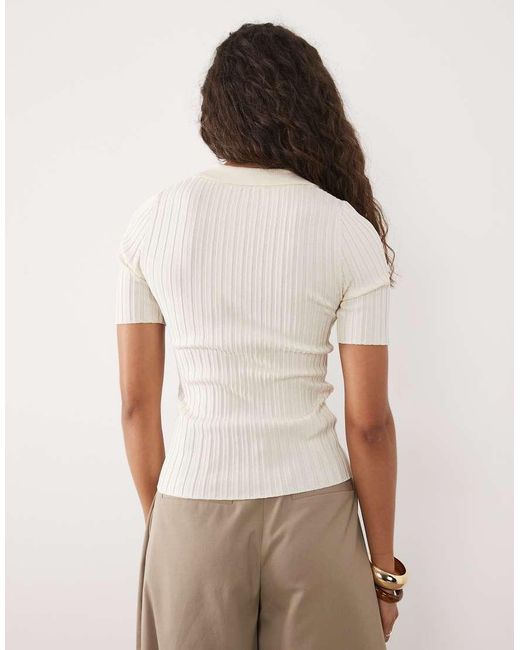 Mango White Short Sleeve Polo Top
