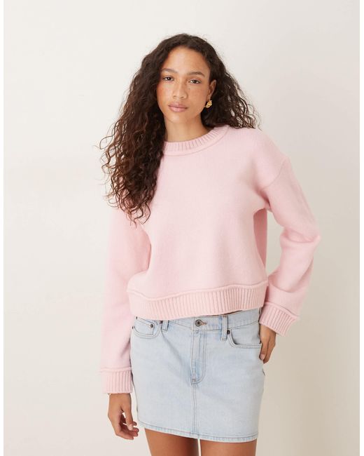 ASOS Pink – oversize-pullover aus strick mit breit gerippten details