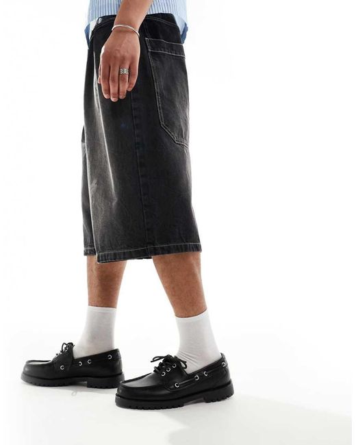 Pull&Bear Black Boat Shoes for men