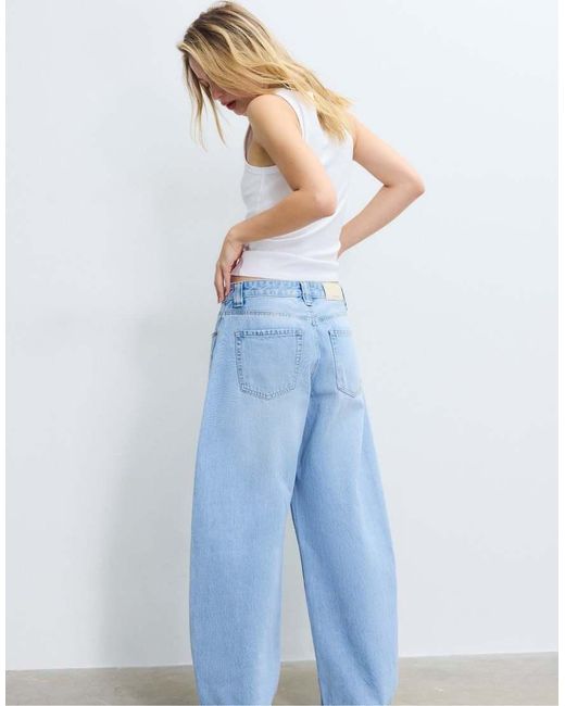 Stradivarius Blue D80 Barrel Fit Jeans